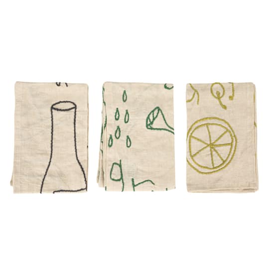 Fruit, Garden &#x26; Wine Cotton &#x26; Linen Tea Towels, 3ct.